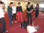 Sapir teaching a women's self-defense course